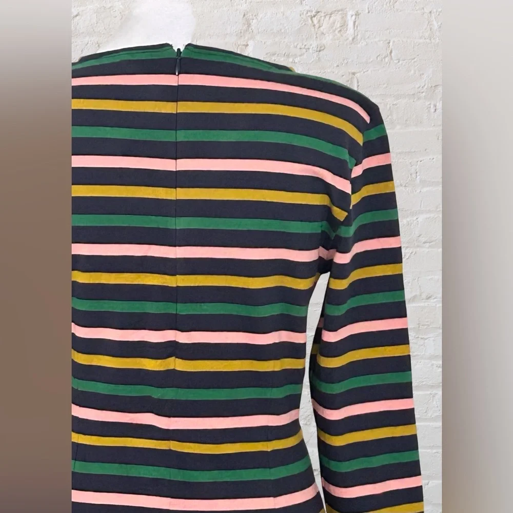 J.CREW Long Sleeve Multicolor striped Midi Dress Sz 8 M Nautical Preppy Spring